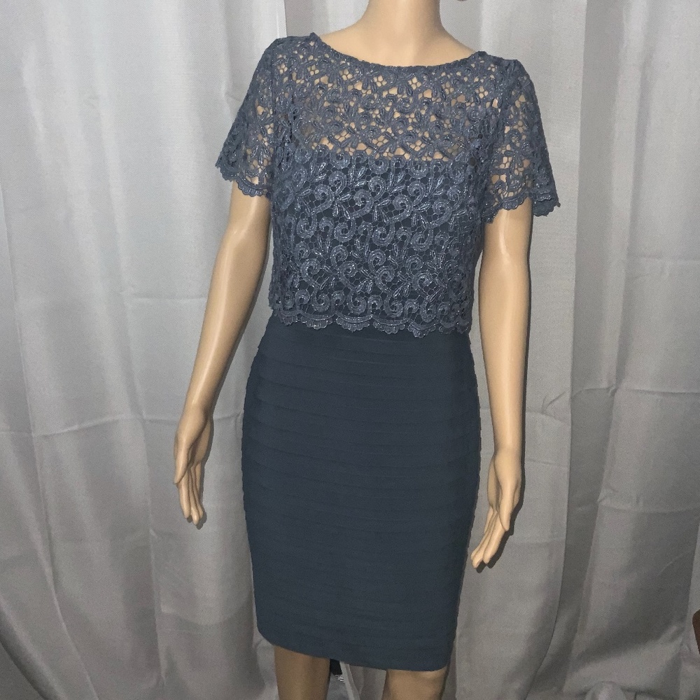 Betsy & Adam Smoke Blue Dress. 12P Worn Once